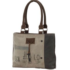 Myra Small Purse small Tote Bag leather & canvas . NWT